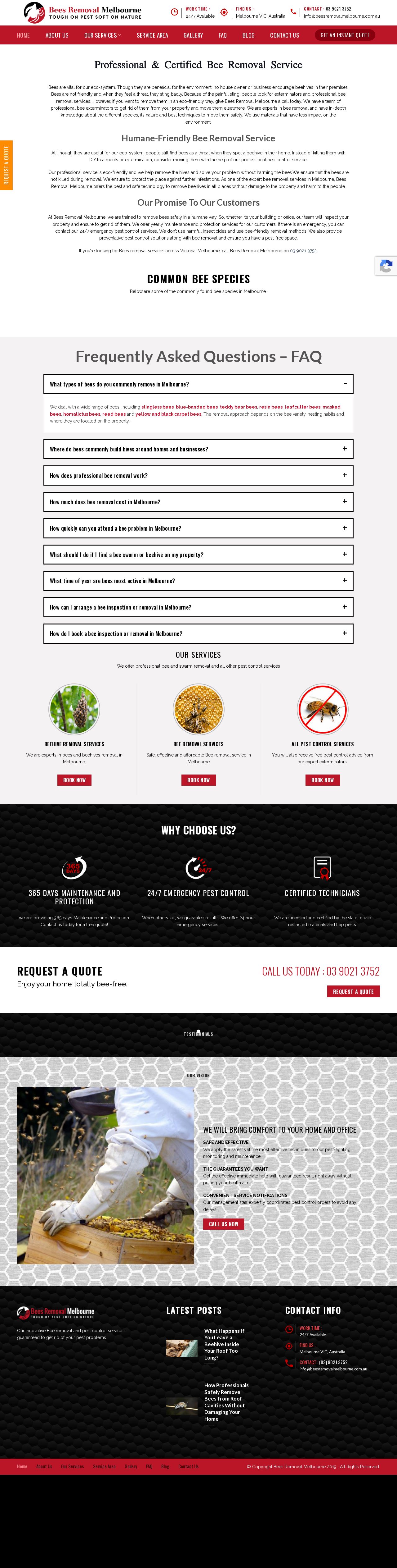 Bees Removal Melbourne website