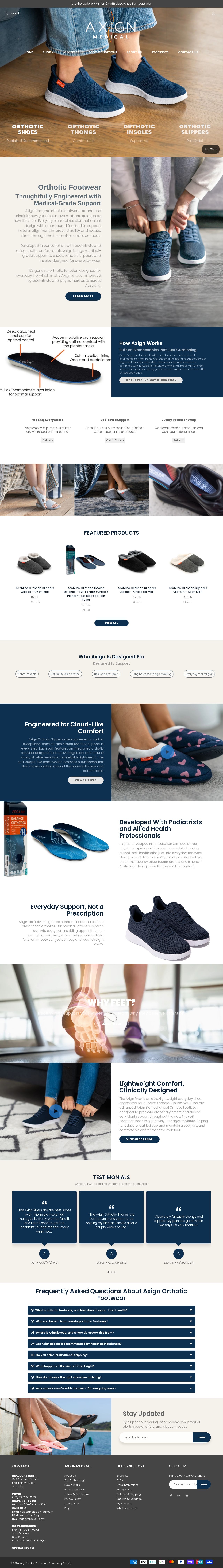 Axign Medical Footwear website