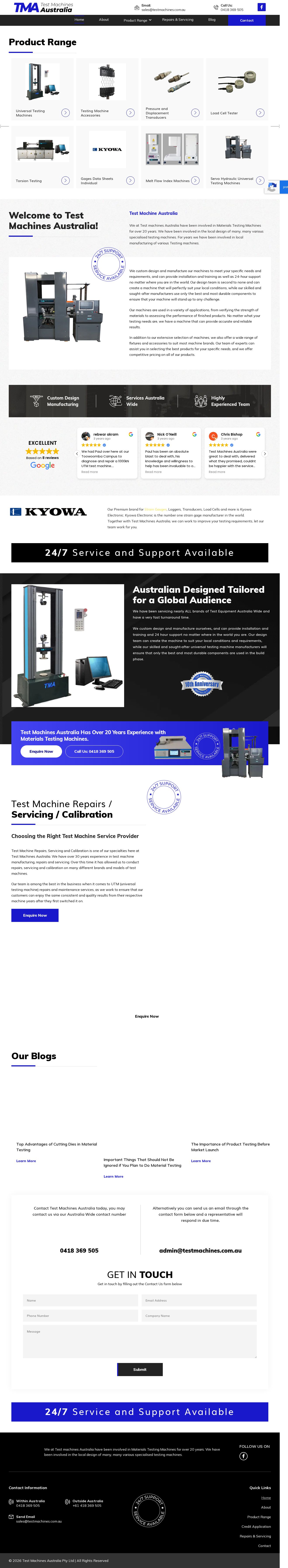 Test Machines Australia website