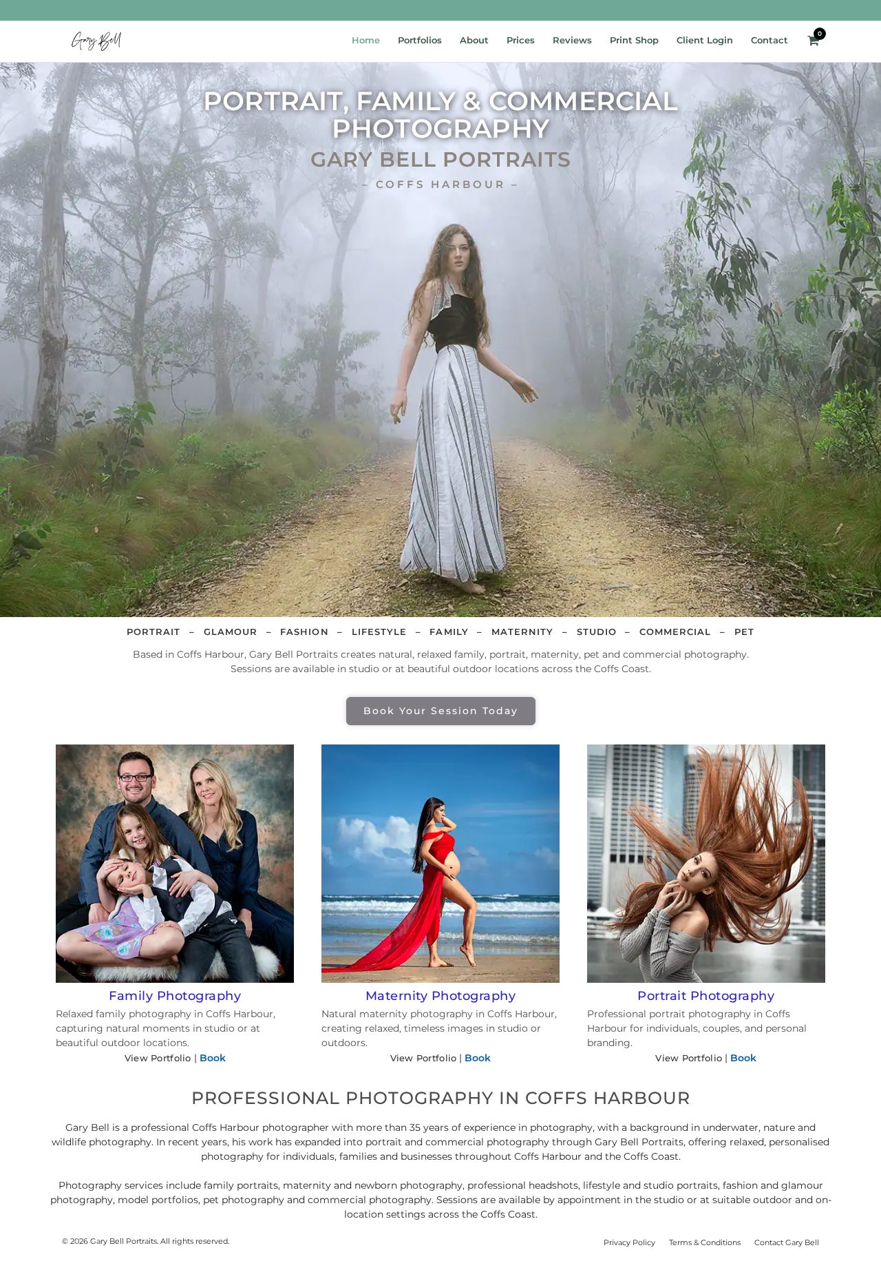 Gary Bell Portraits website