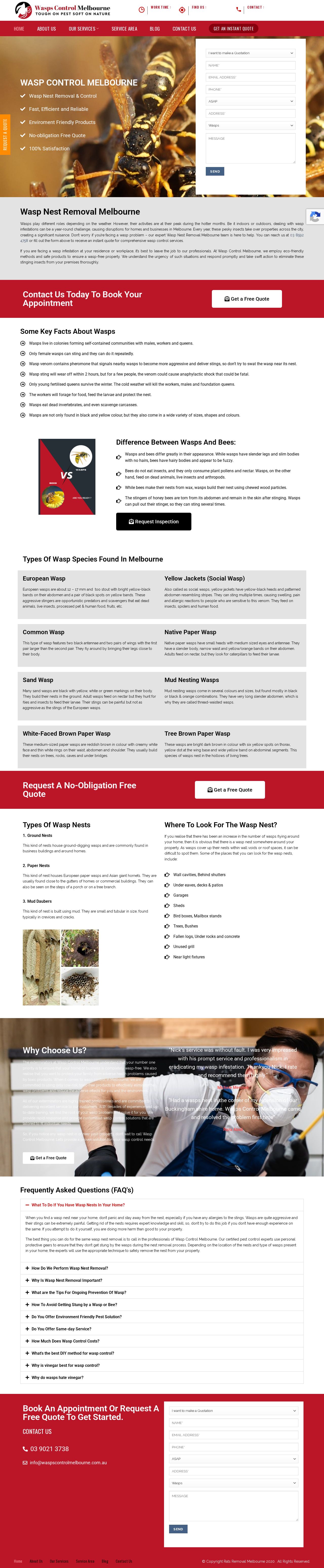 Wasps Control Melbourne website