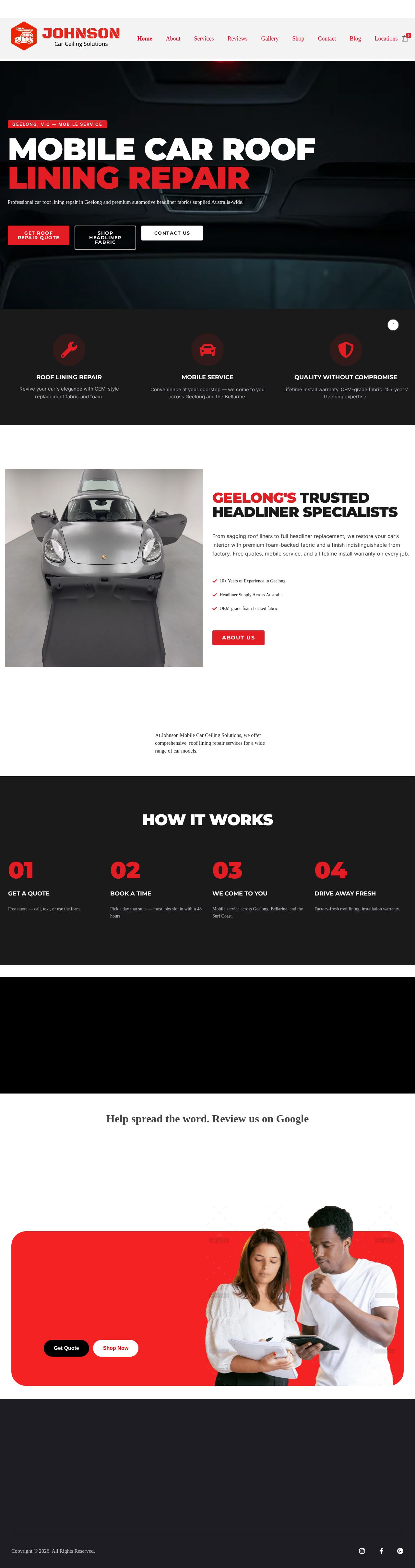 Johnson Car Ceiling Solutions website