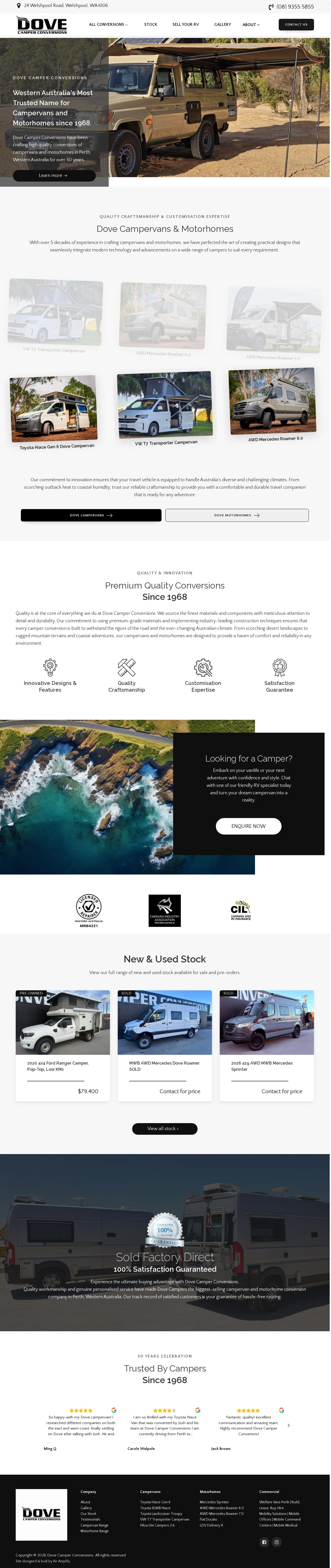 Dove Camper Conversions website