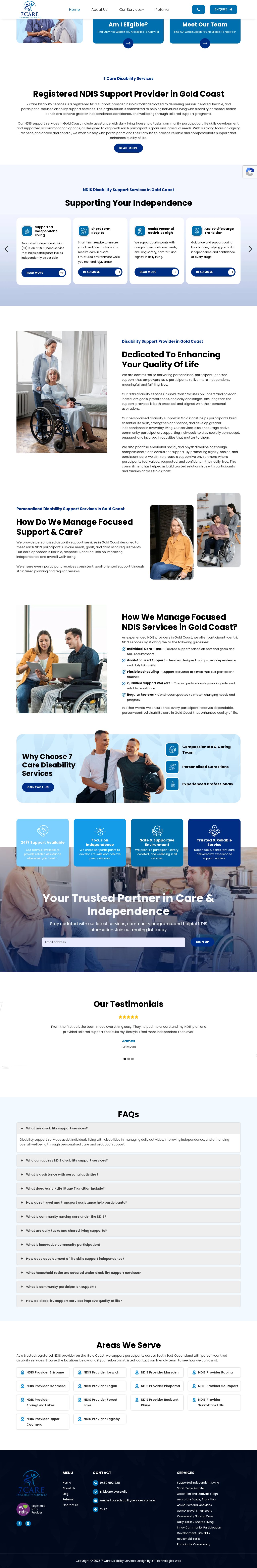 7 Care Disability Services website