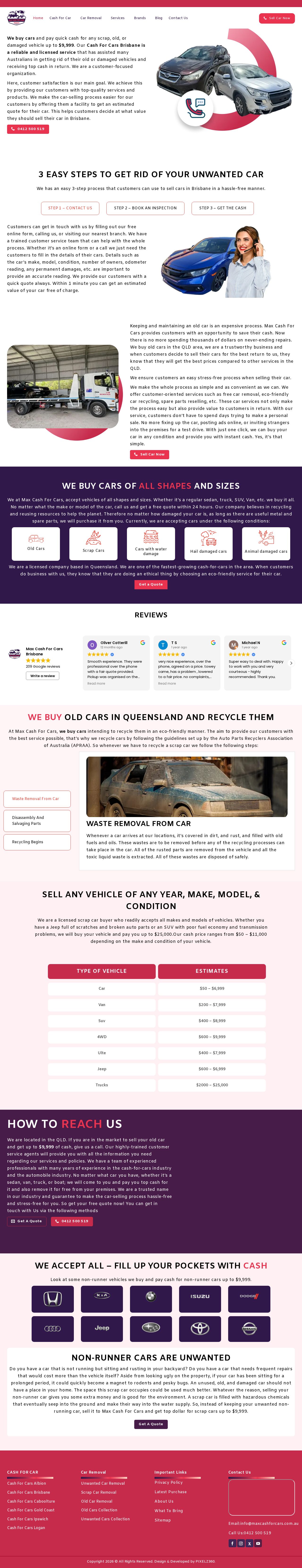 Max Cash For Cars Brisbane website