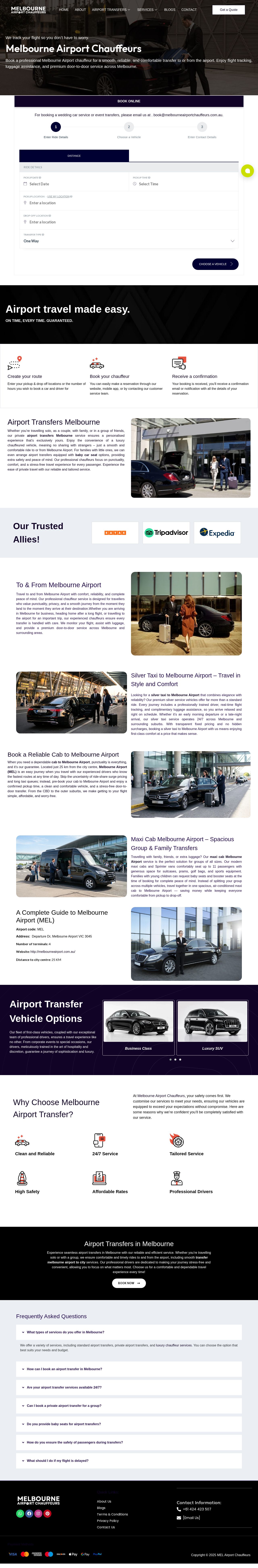 Melbourne Airport Chauffeurs website