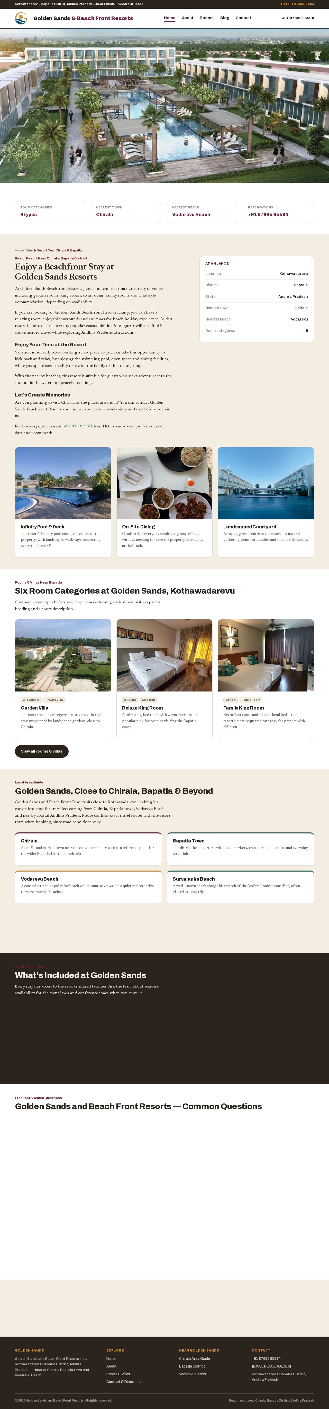 Golden Sands and Beach Front Resorts website