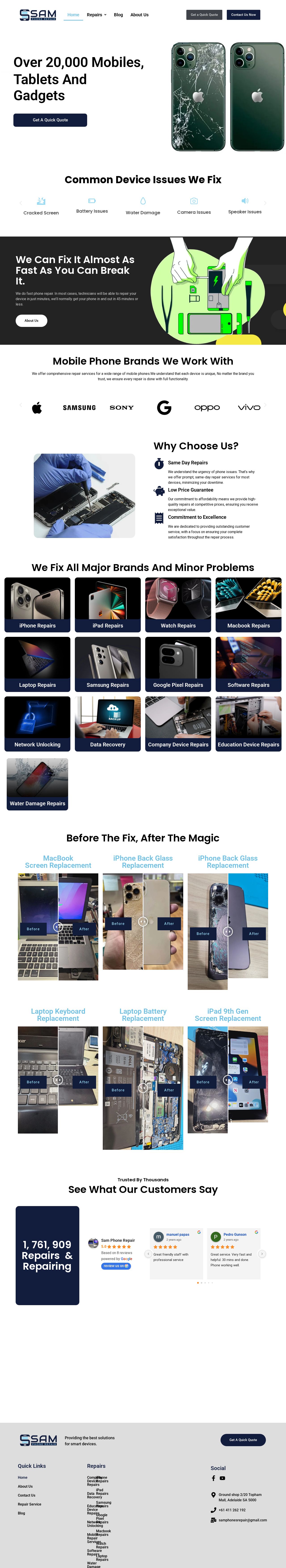 Sam Phone Repair website