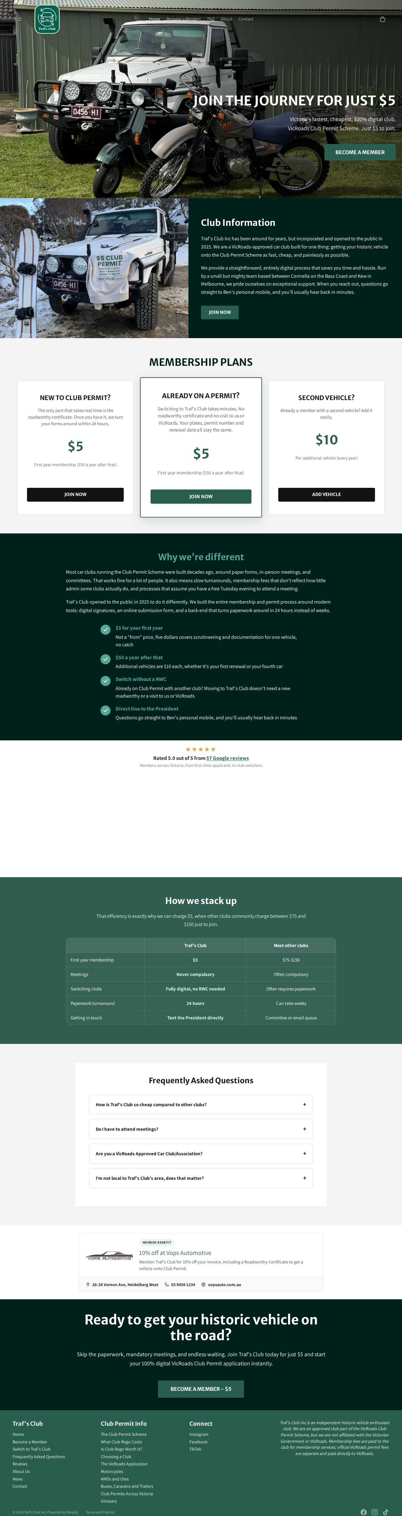 Traf's Club website
