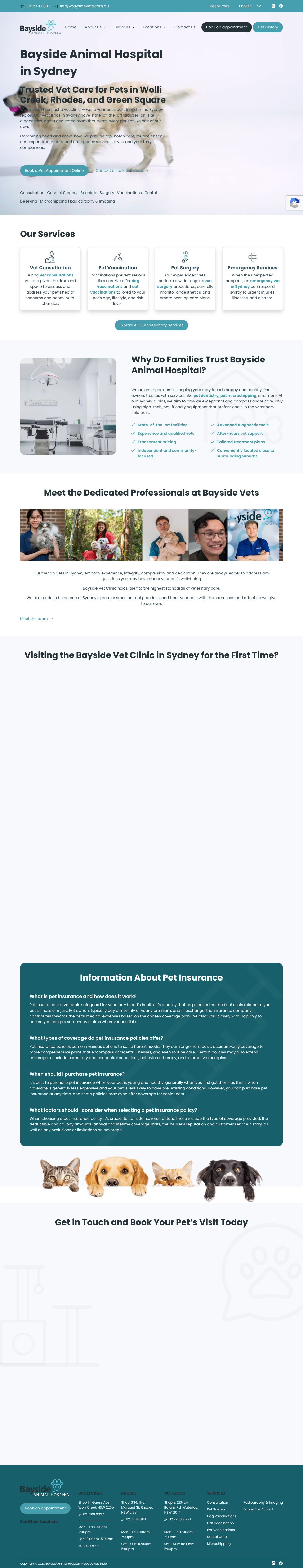 Bayside Animal Hospital website