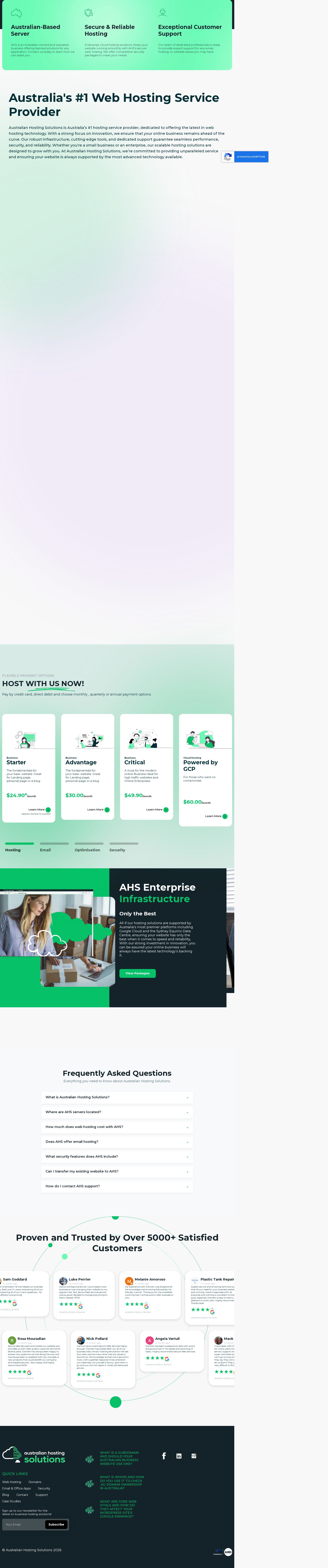Australian Hosting Solutions website