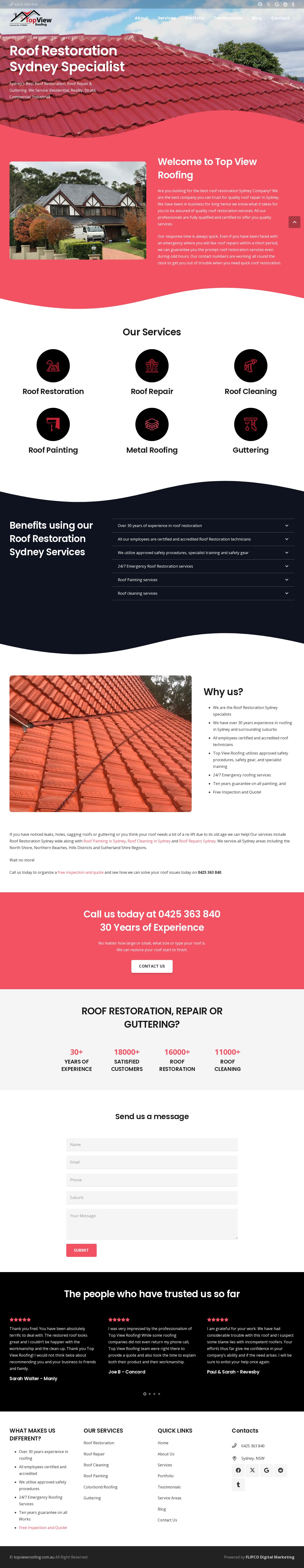 Top View Roofing website