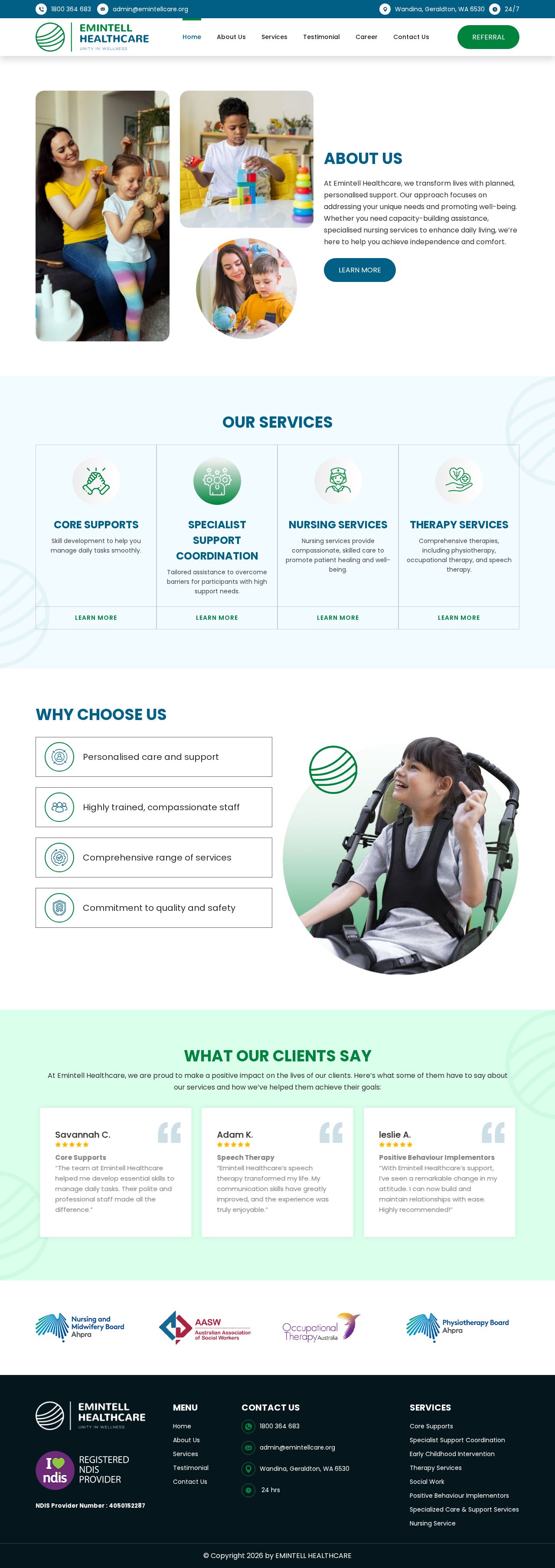 Emintell Healthcare website
