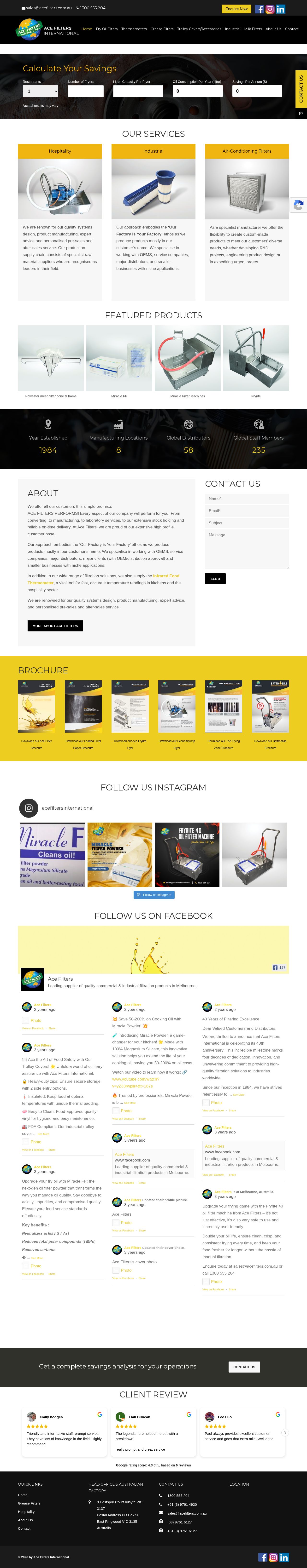 Ace Filters website