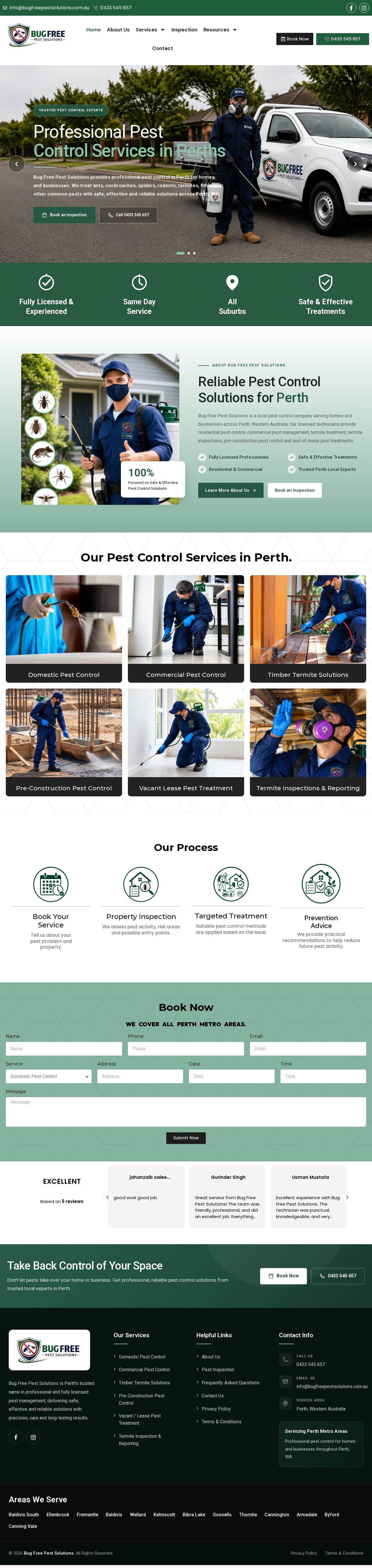 Bug Free Pest Solutions website