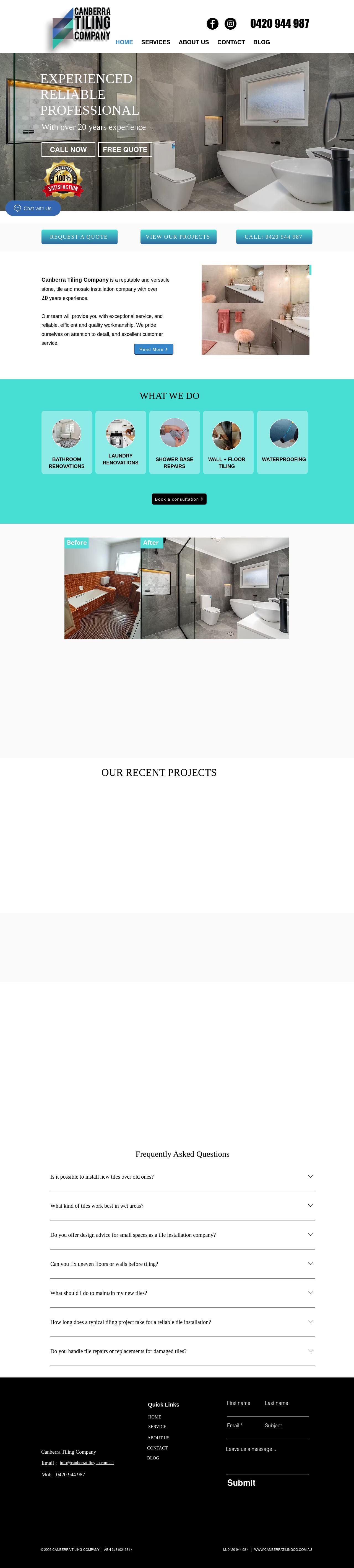 Canberra Tiling Company website