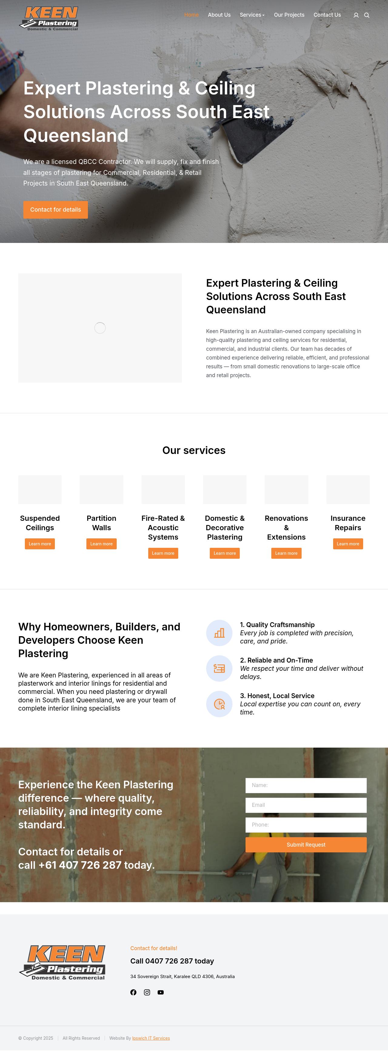 Keen Plastering, Brisbane website