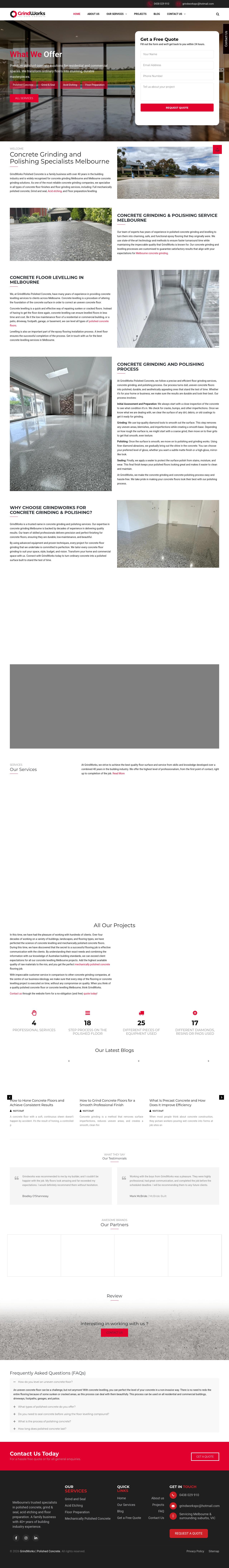 GrindWorks Polished Concrete website