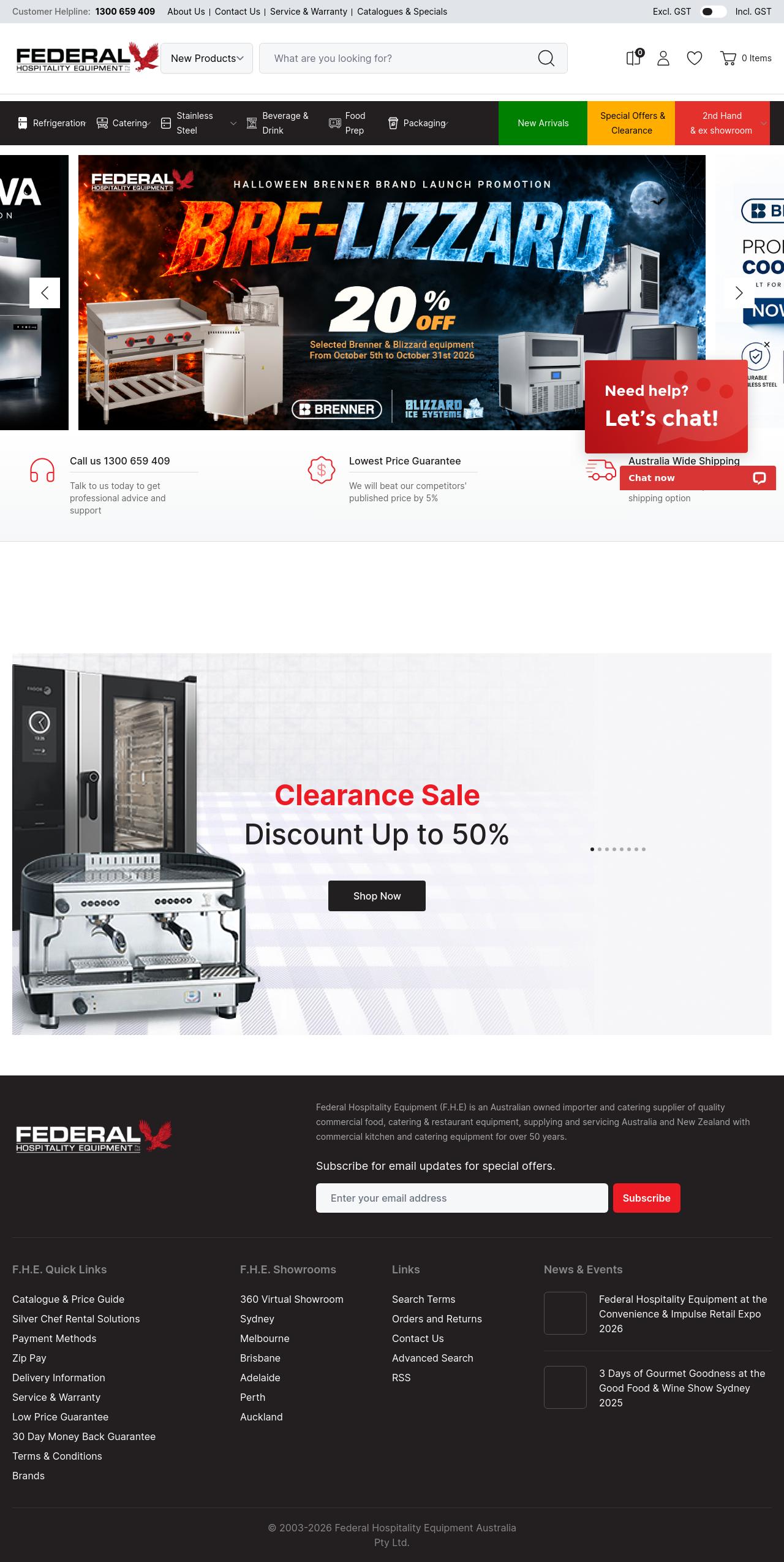 Federal Hospitality Equipment website