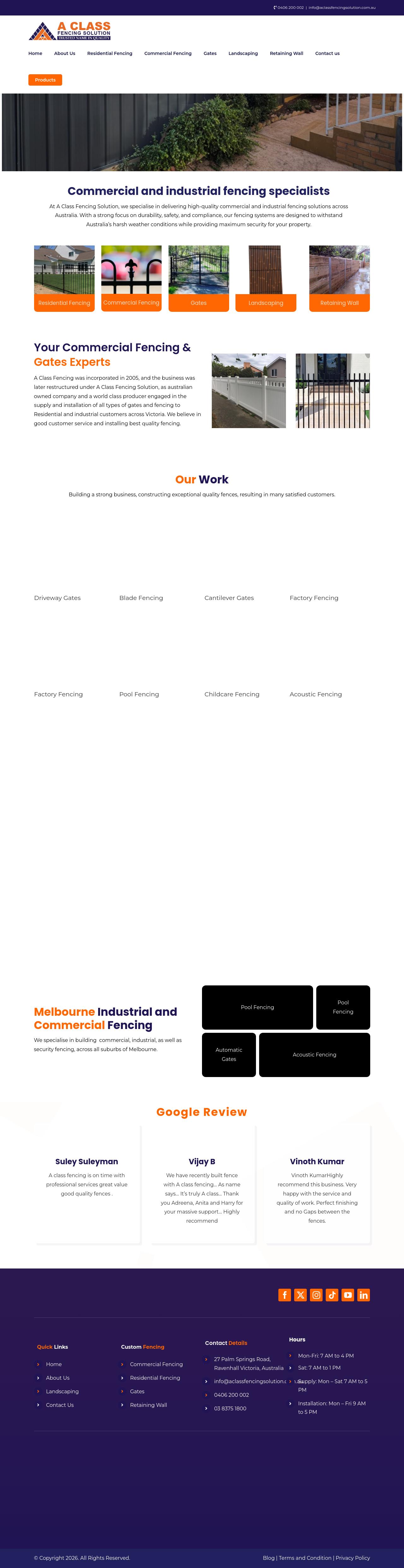 A Class Fencing Solution website