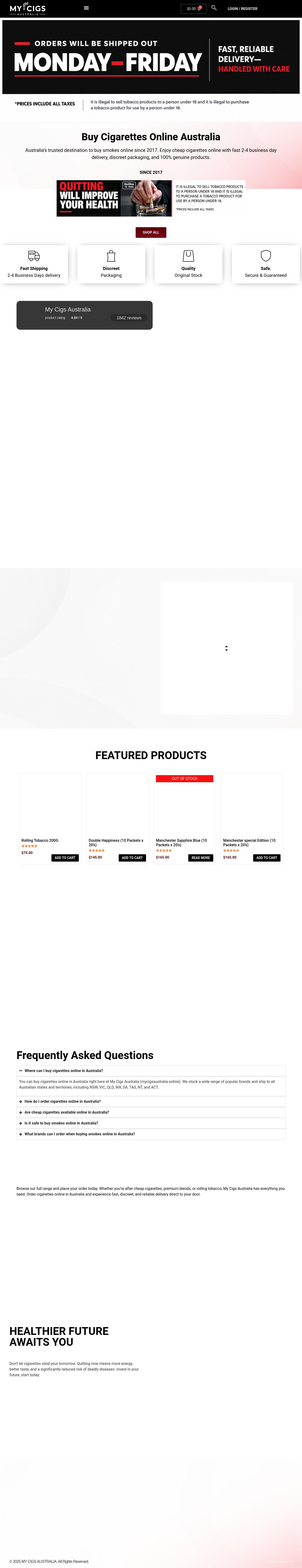 My Cigs Australia website