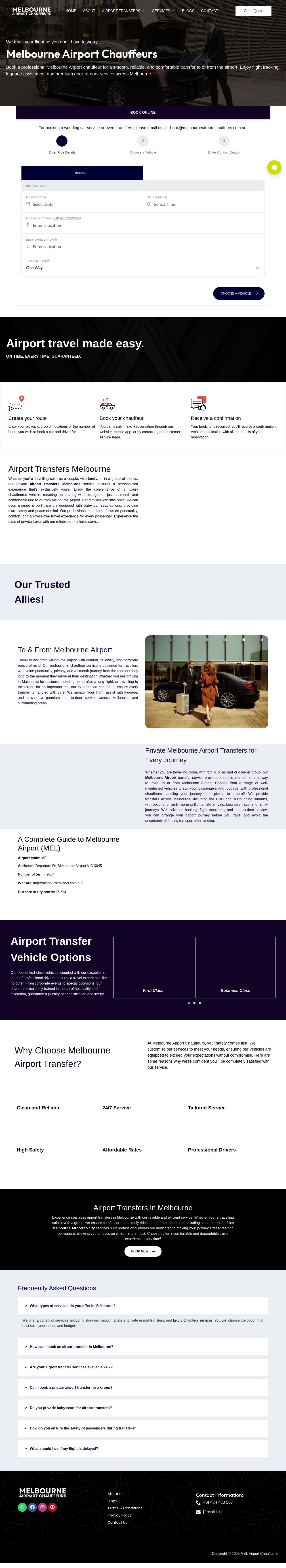 Melbourne Airport Chauffeurs website