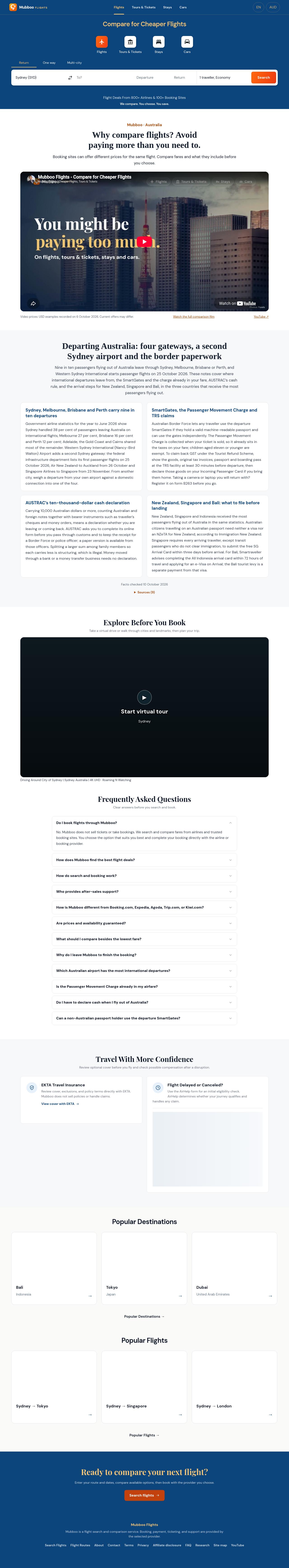 Mubboo Flights website