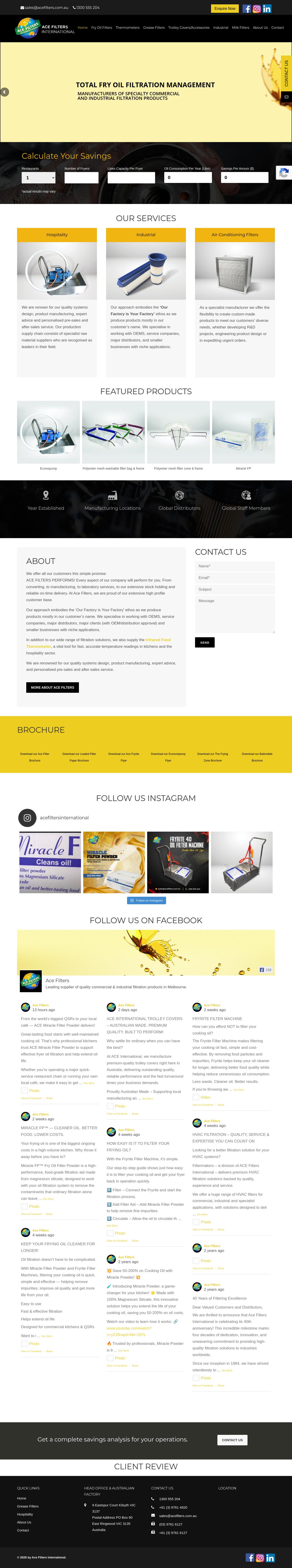 Ace Filters website